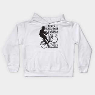 Never Underestimate An Old Woman On a Bicycle Kids Hoodie